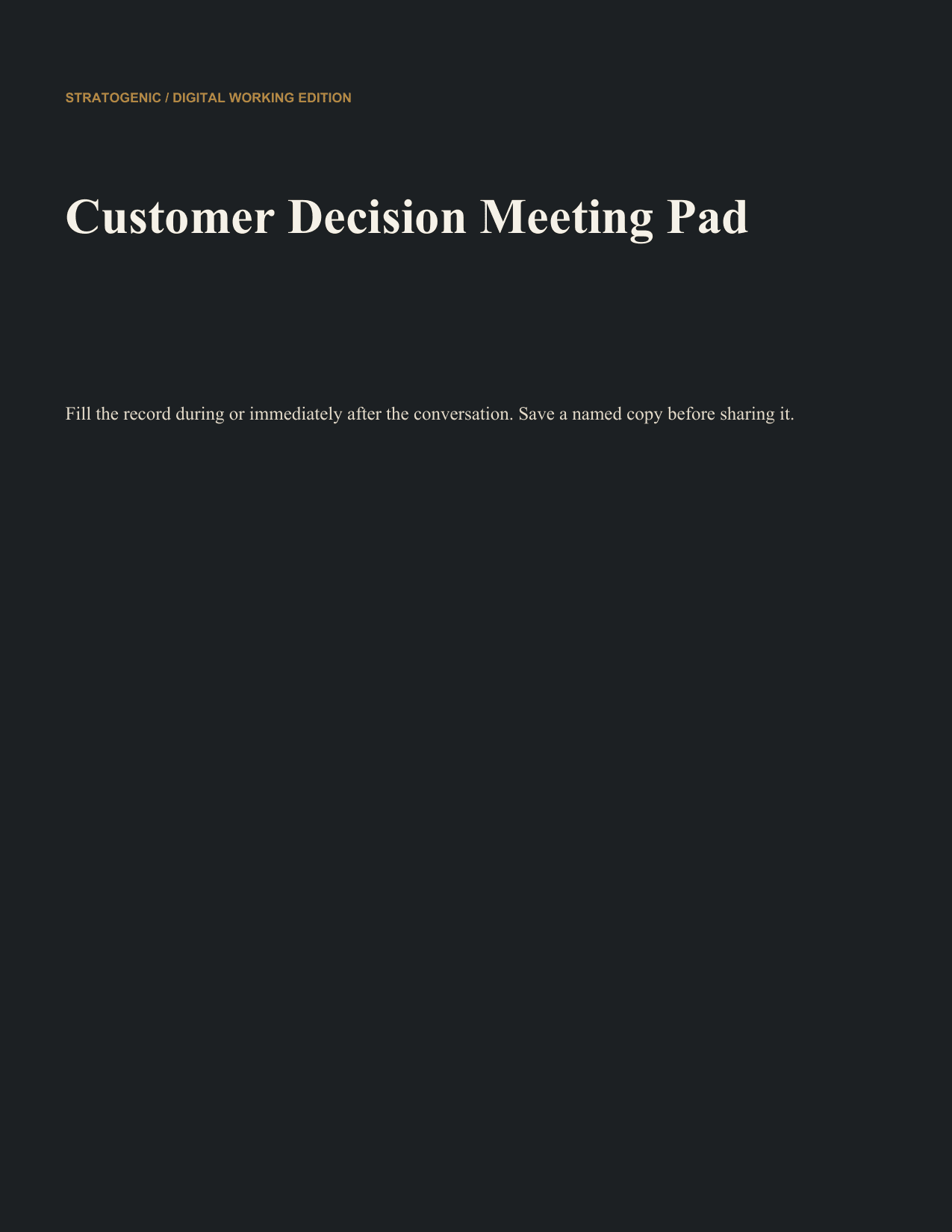 Inside preview of Customer Decision Meeting Pad