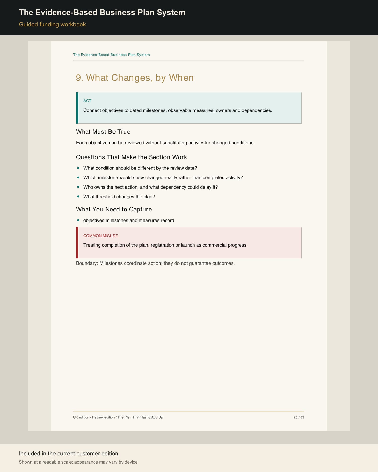 Inside preview of The Evidence-Based Business Plan System
