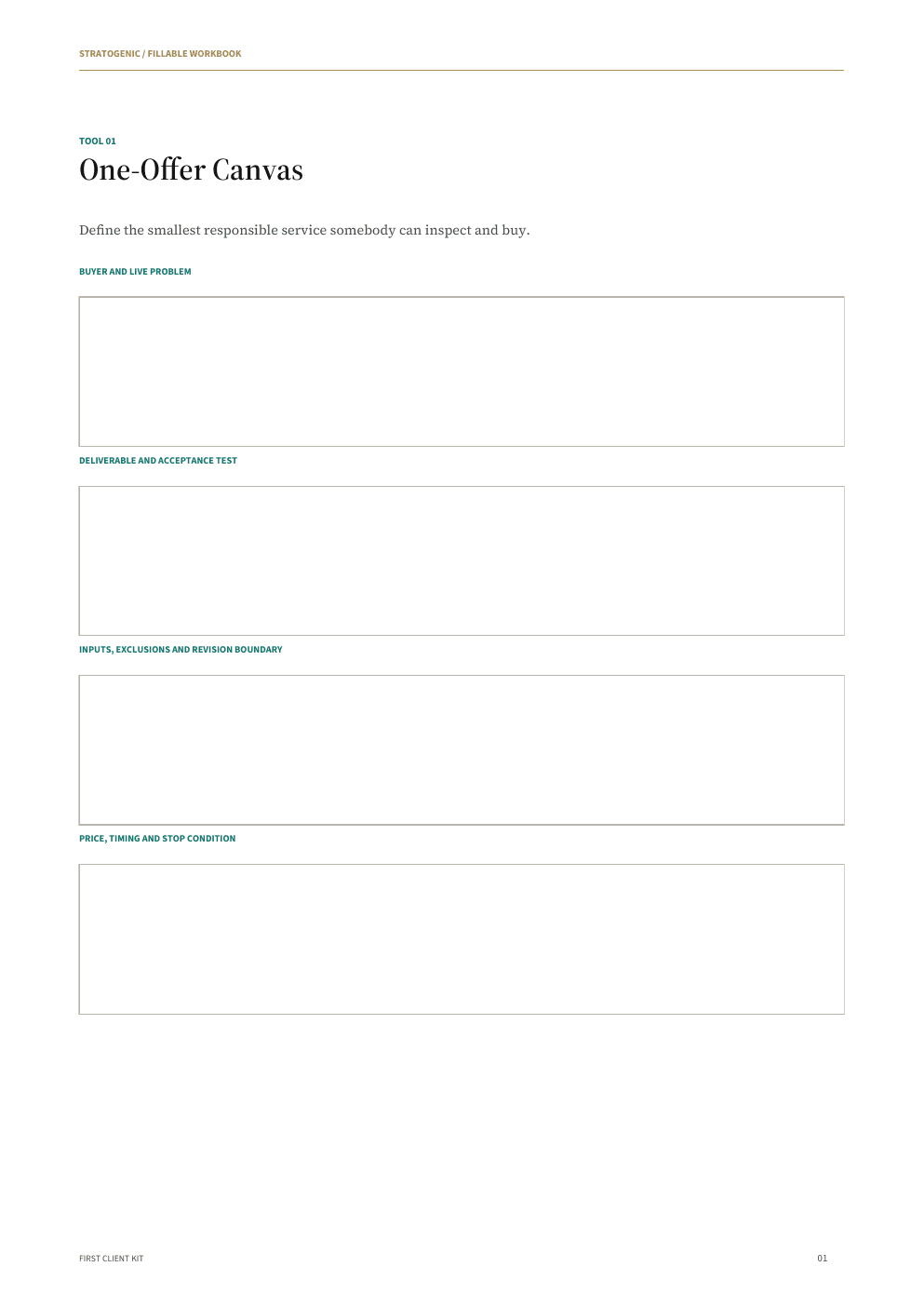 Inside preview of First Client Without a Portfolio Kit