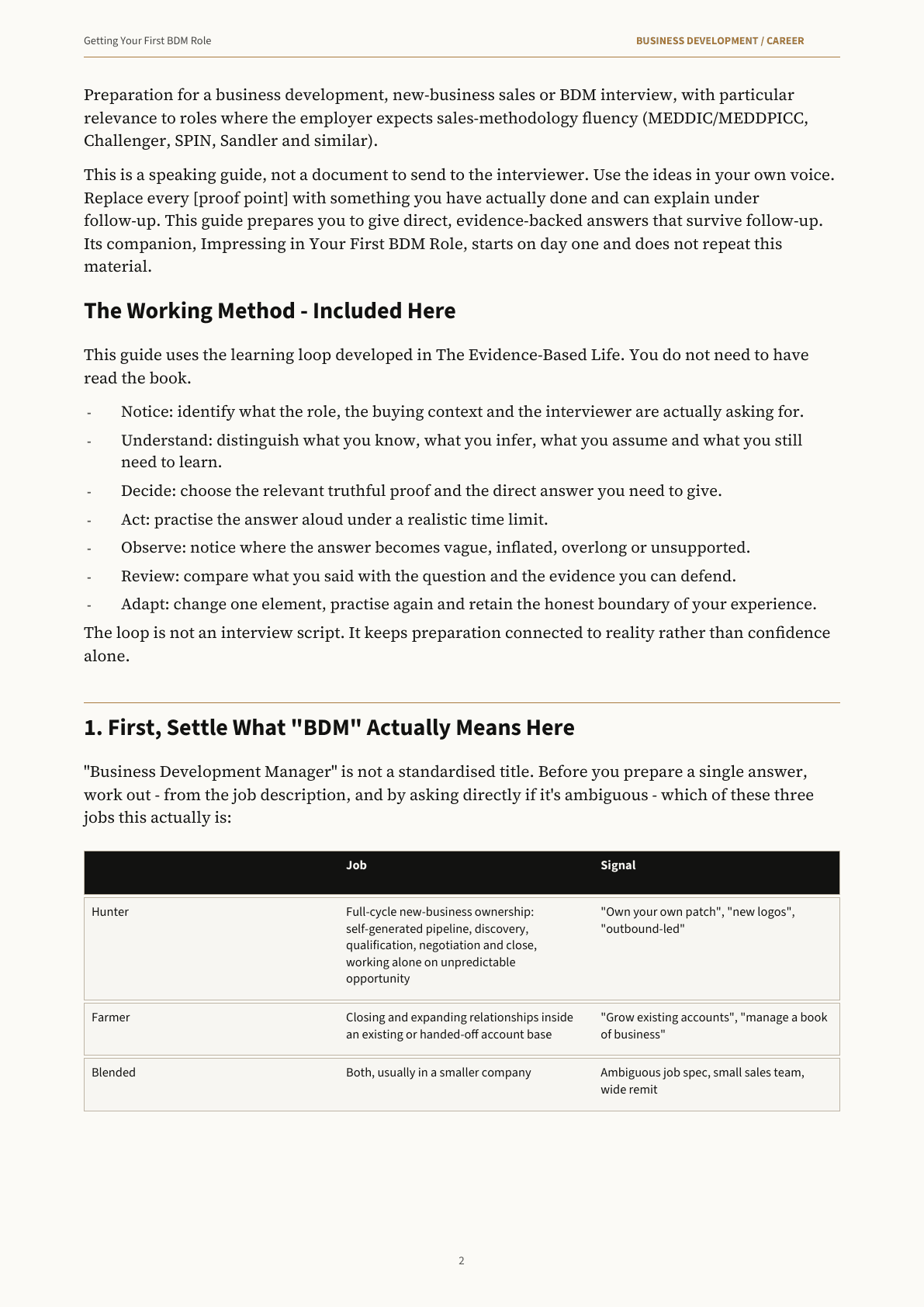 Inside preview of Getting Your First BDM Role