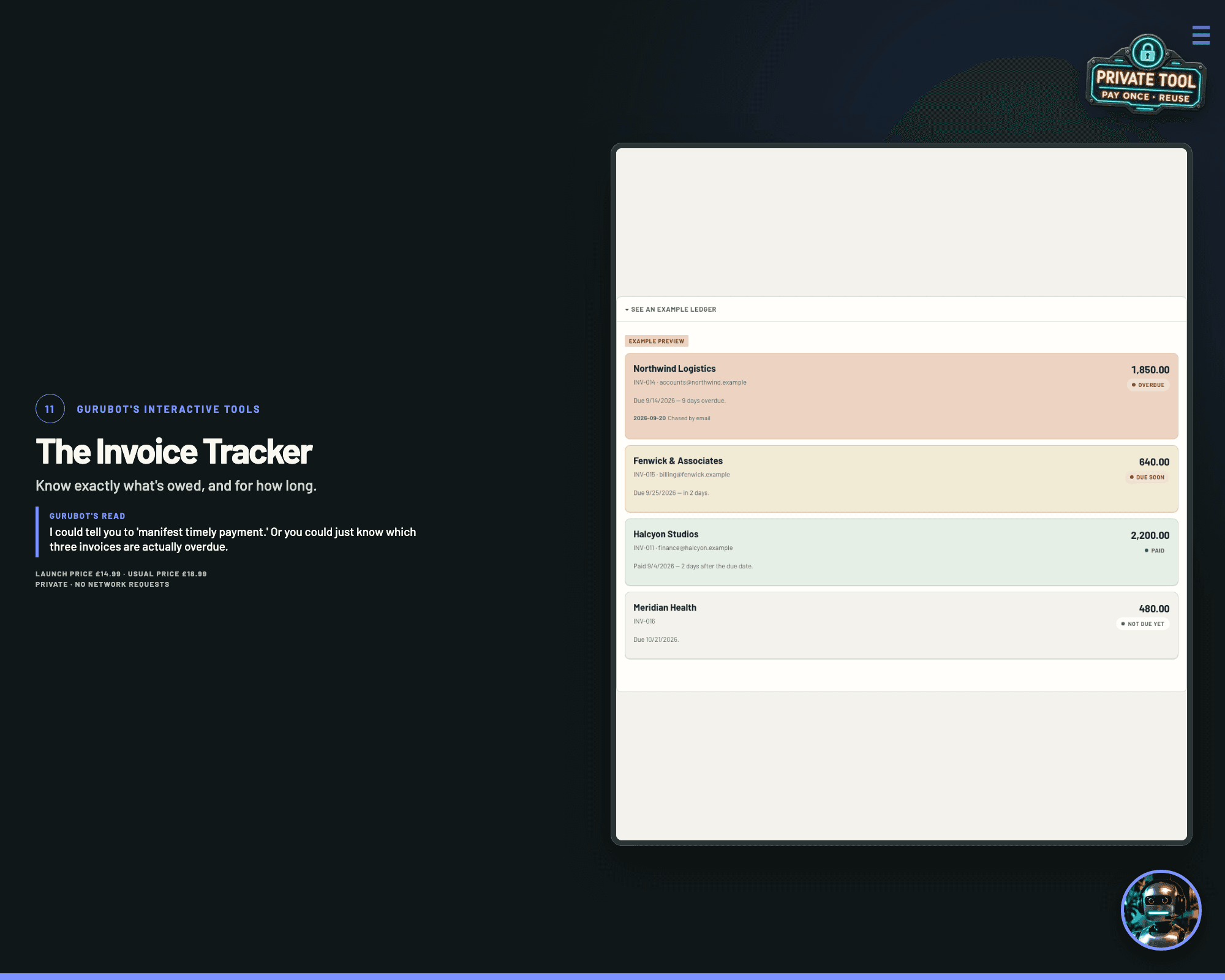 Interface preview of The Invoice Tracker
