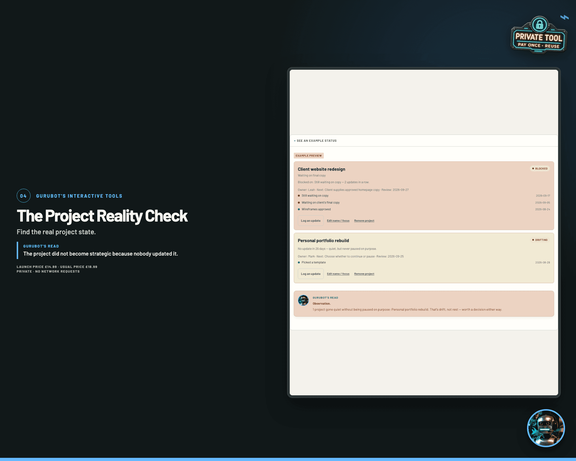 Interface preview of The Project Reality Check