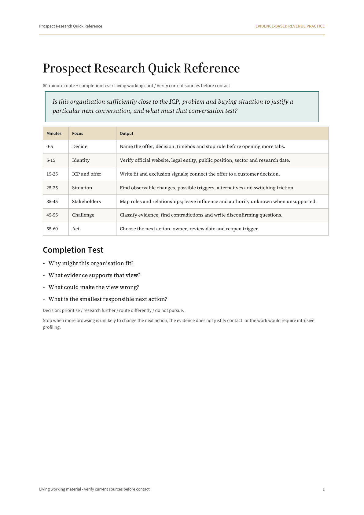 Cover of The Prospect Research Brief