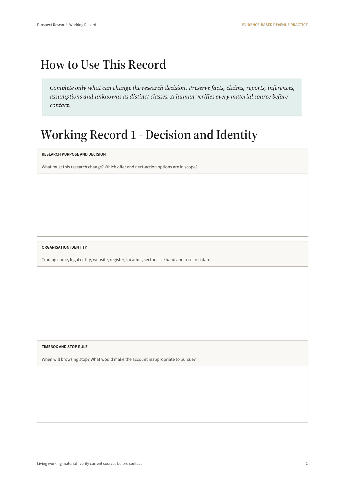 Inside preview of The Prospect Research Brief