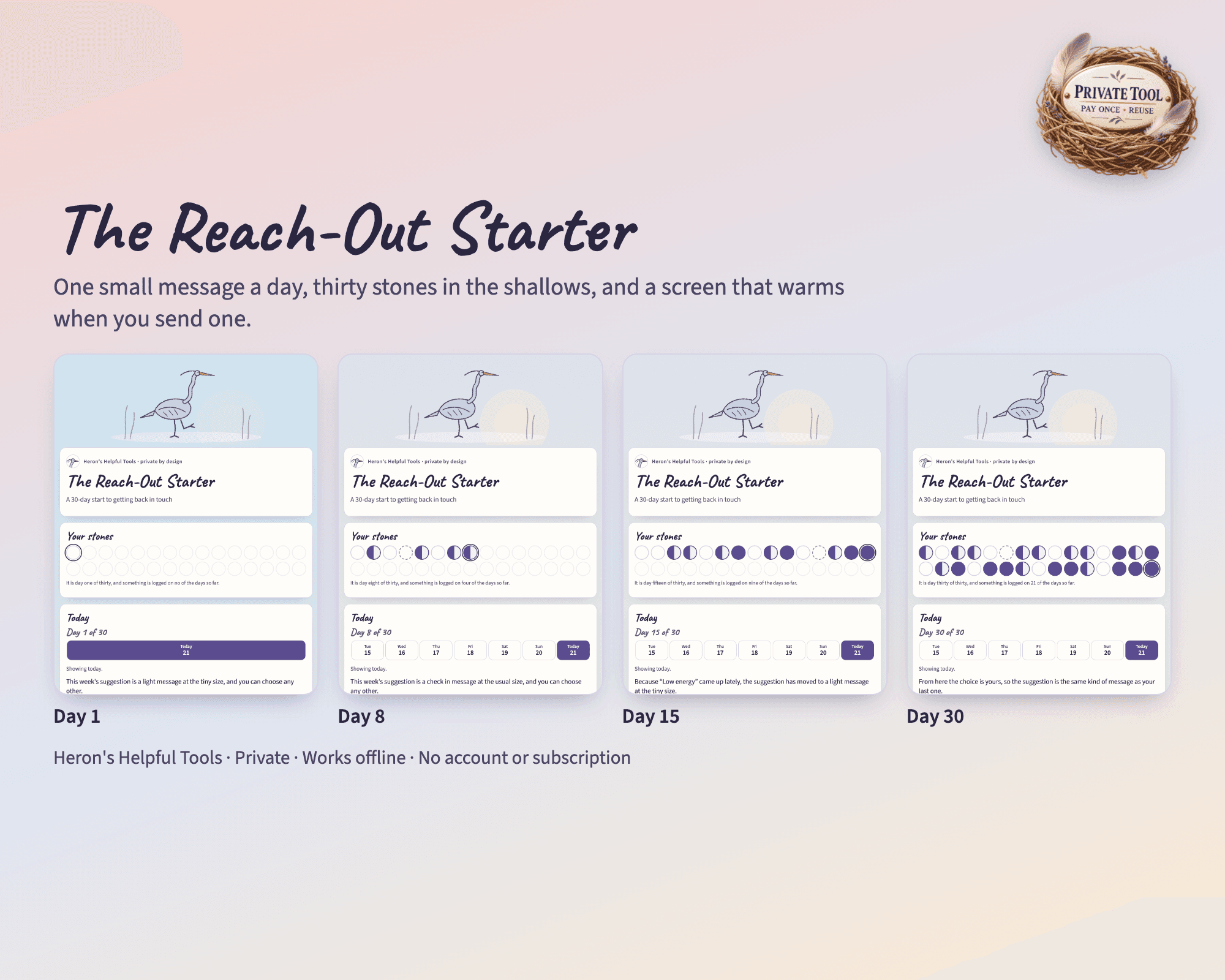 Interface preview of The Reach-Out Starter