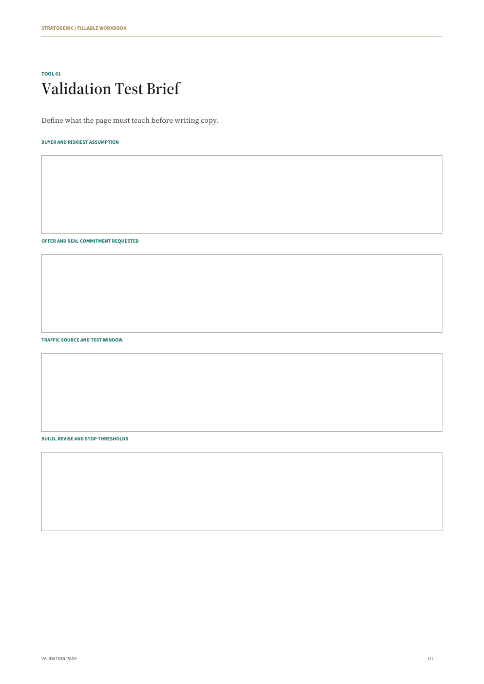 Inside preview of Validation Page Template